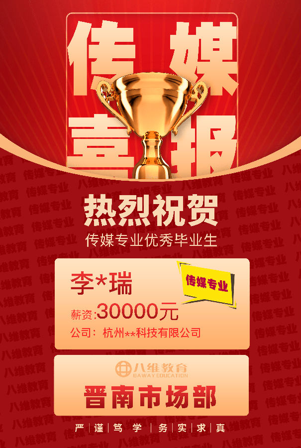 八維職業(yè)學校傳媒專業(yè)3月份優(yōu)質就業(yè)喜報來襲