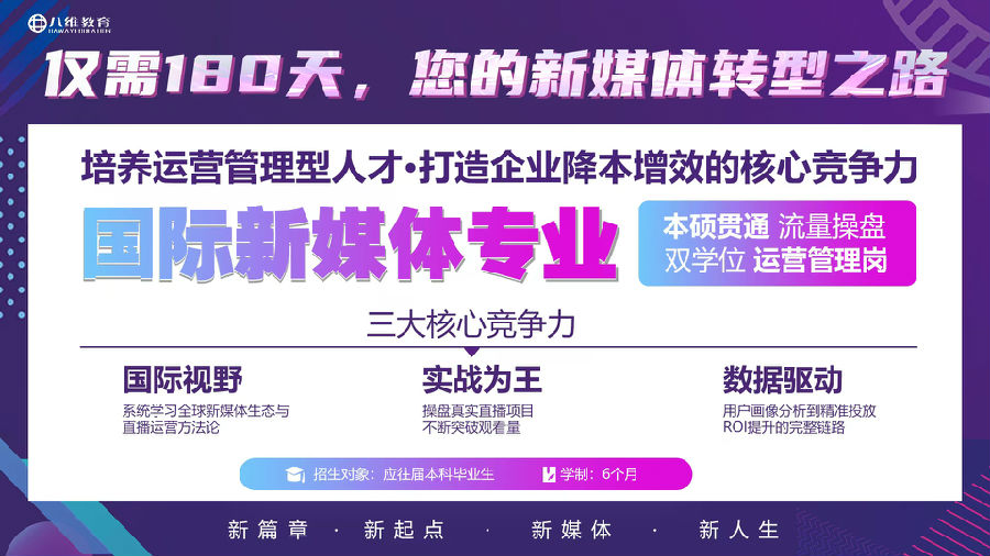 八維職業學校國際新媒體專業直播運營管理實戰班開班啦