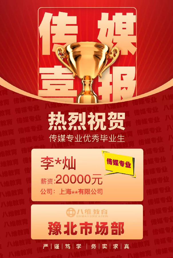 八維教育傳媒專業(yè)4月份就業(yè)喜報來襲