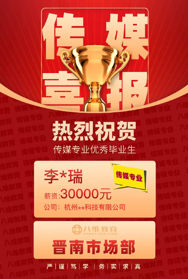 八維教育傳媒專業(yè)4月份就業(yè)喜報來襲