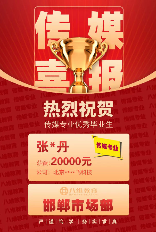 八維教育傳媒專業(yè)4月份就業(yè)喜報來襲